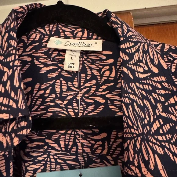 Coolibar Women's Santorini Tunic Long Sleeve Shirt sz L Peachy Pink Flowers - Picture 2 of 5